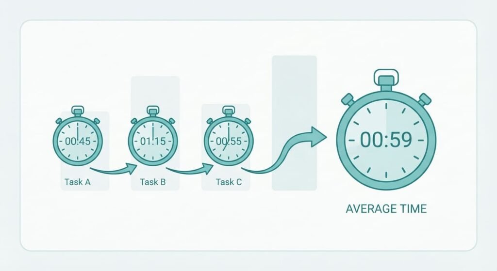 Several stopwatch times averaged into one result